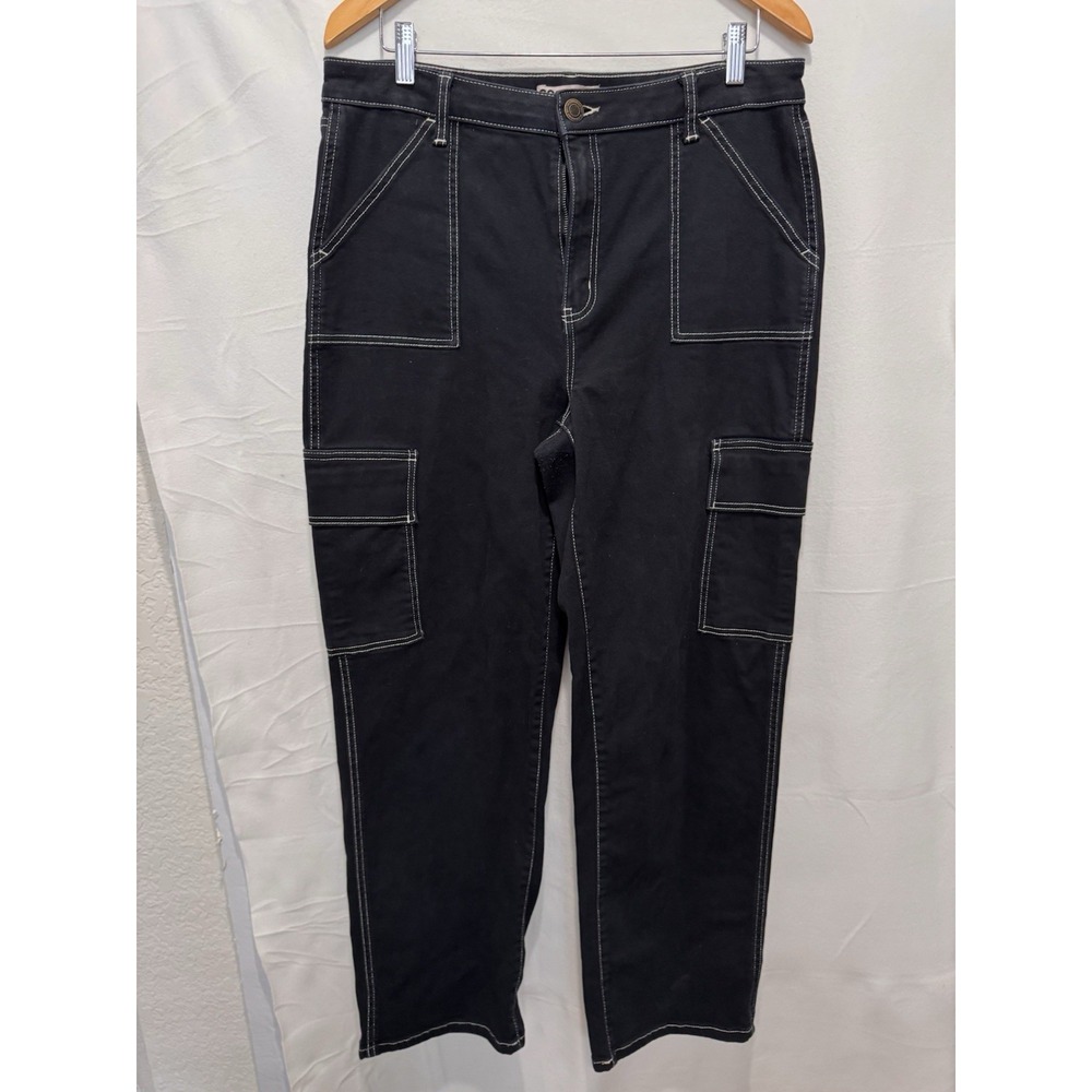 So Good For Life High Rise Cargo Jeans Size 17 33W Dark Wash Wide Legs Y2K